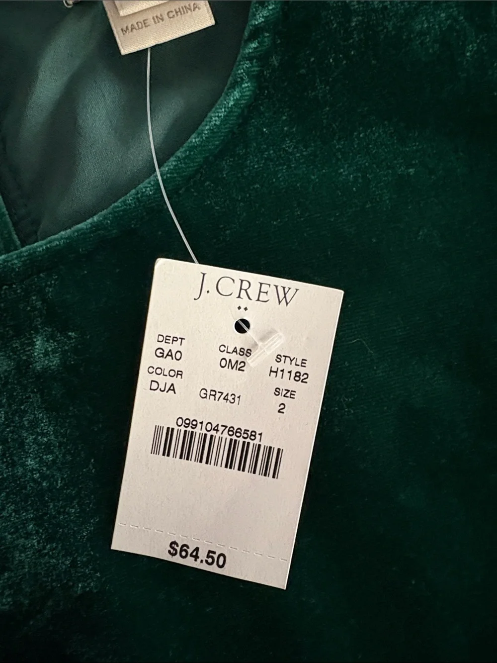 Green Velvet Peplum Women’s Top